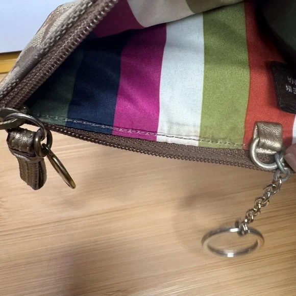 Coach Mini Skinny ID Case in Signature Canvas w/metallic gold and legacy lining - Picture 3 of 3